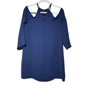 Everly Women's Cold Shoulder Knee Length Dress Blue Size S
